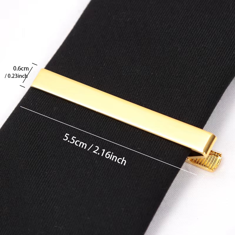 Tie Clips Gold Colour Fashion Ties for Men Gifts Metal Simple Bar Clasp Practical Necktie Accessories Tie Pin Mens Collar Clip