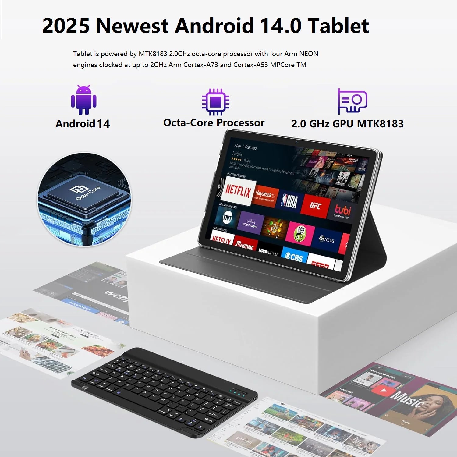 Tablet Android 14 Tablet,10 Inch Android Tablet with Keyboard,5G Wifi Tablet,128Gb ROM+16GB RAM (8+8Virtual) +1TB TF Expand,Octa-Core Processor,13Mp+8Mp Camera,Bluetooth,Gps,Fhd Display,2 in 1 Tablet
