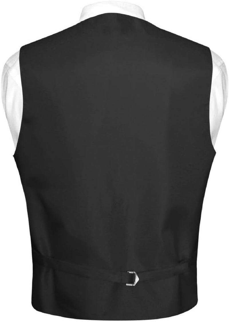 Men'S Plaid Design Dress Vest & Bowtie Black Gray White BOW Tie Set