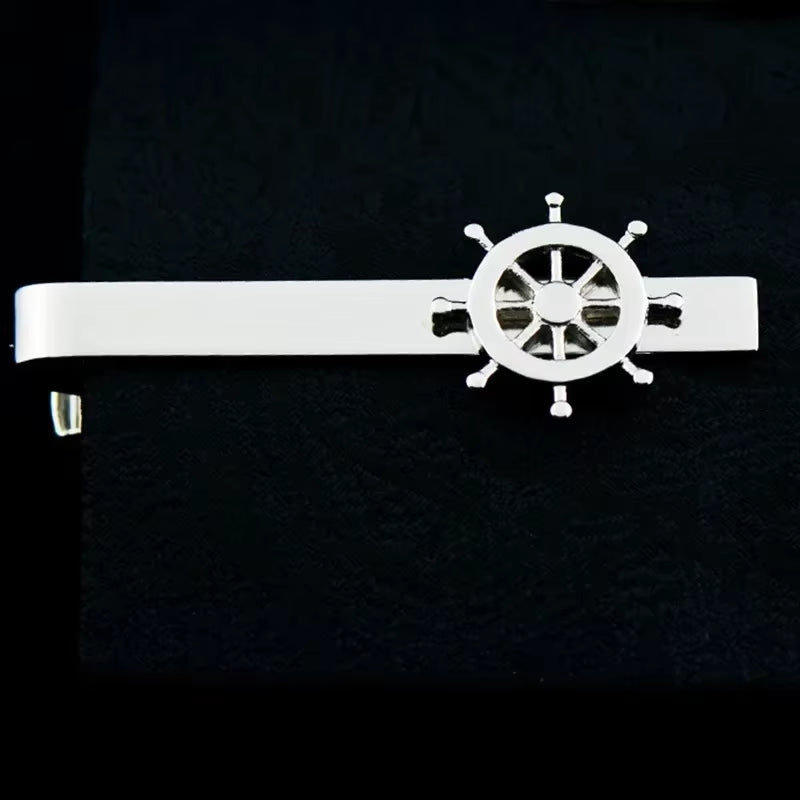 New High Quality Laser Engraving Tie Clip Black Men'S Business Tie Pin Free Delivery Rudder Feathers