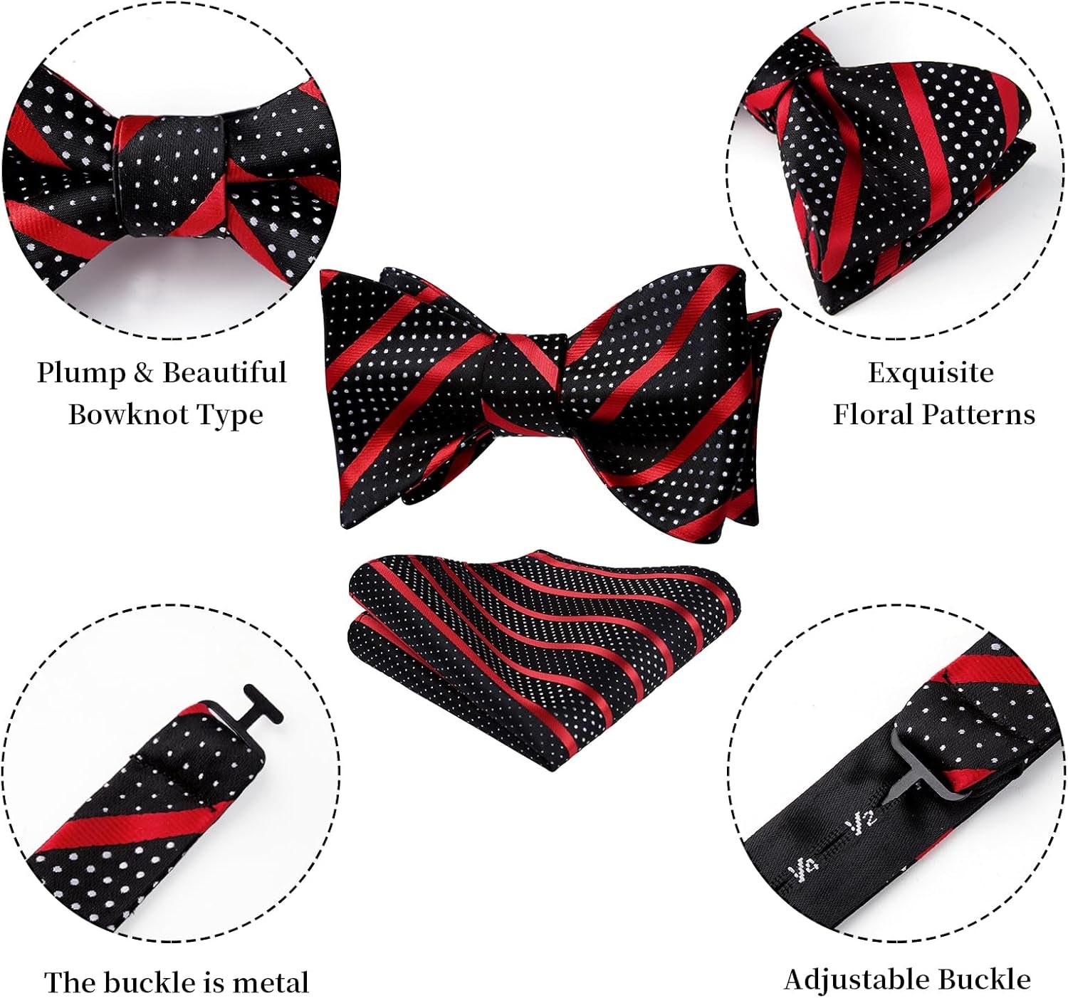 Bow Ties for Men Striped Bowties Men'S Self Tie Bowtie Handkerchief Formal Tuxedo Wedding Bowties and Pocket Square