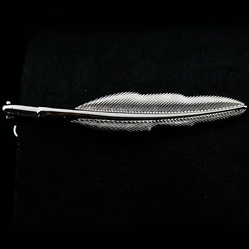 New High Quality Laser Engraving Tie Clip Black Men'S Business Tie Pin Free Delivery Rudder Feathers