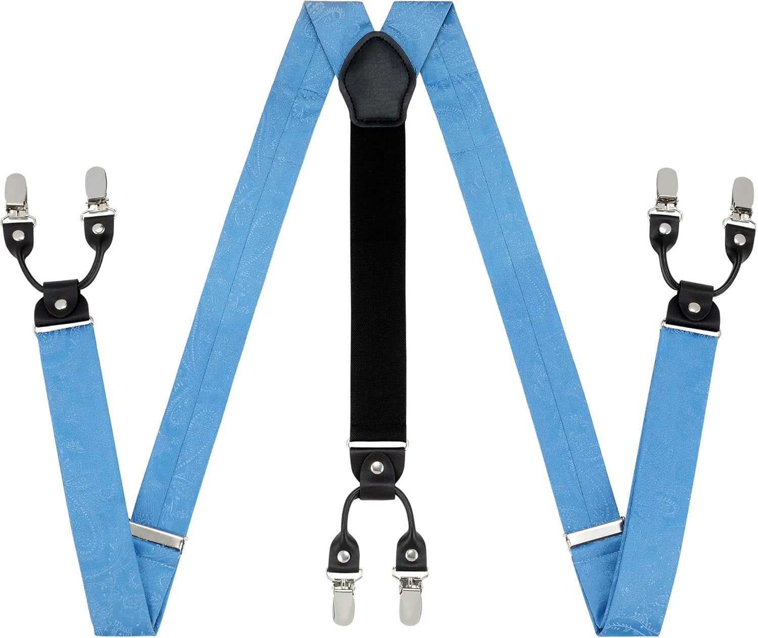TIE G Paisley Suspender, Bow Tie, Pocket Square Set for Men'S Tuxedo Suspenders : Adjustable Braces, Strong Enhanced 6 Clips