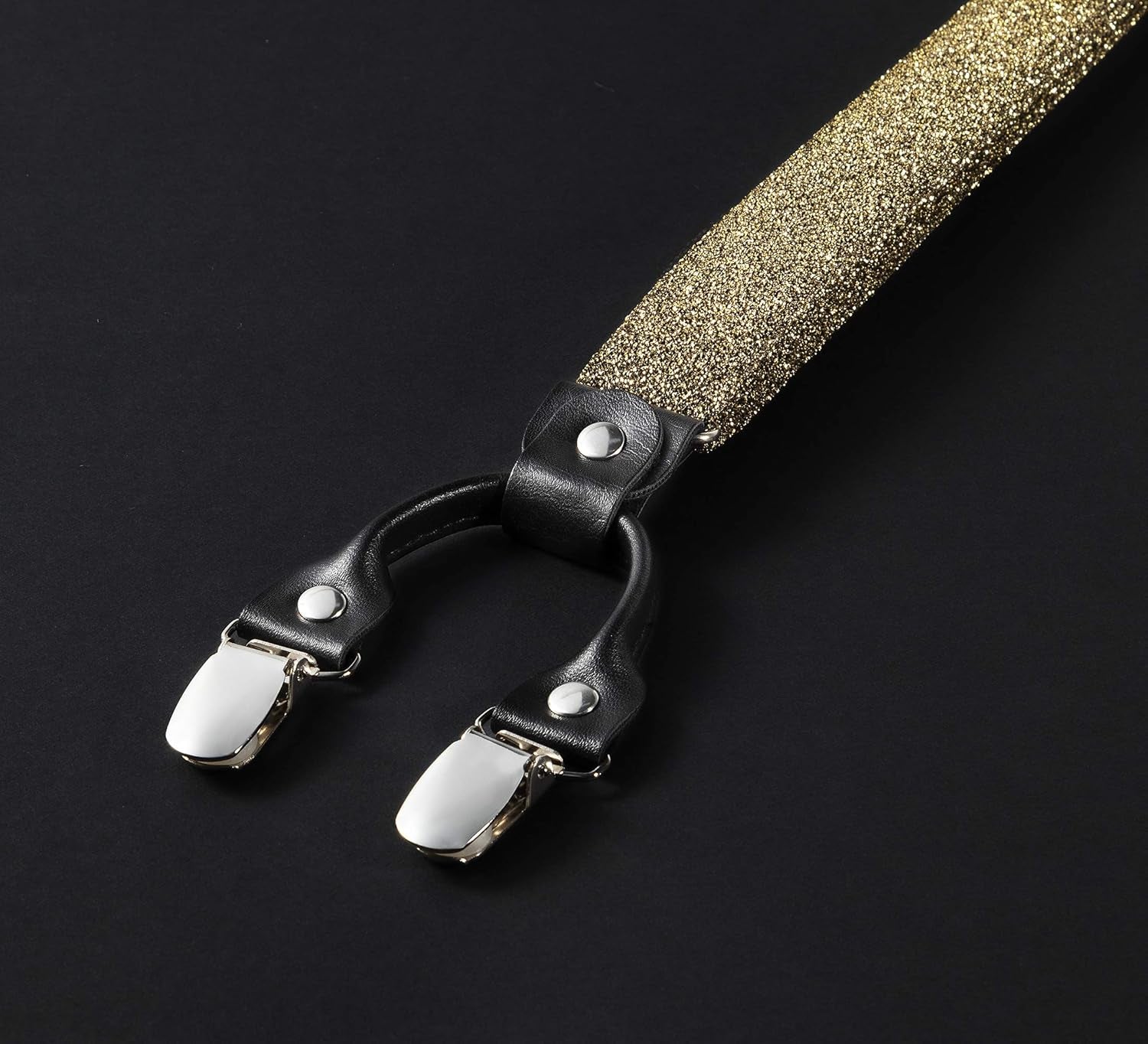 TIE G Men'S Glitter Velvet Suspender + Bow Tie Set for Wedding, Party : Glittering Effects, Adjustable Braces, Strong 6 Clips