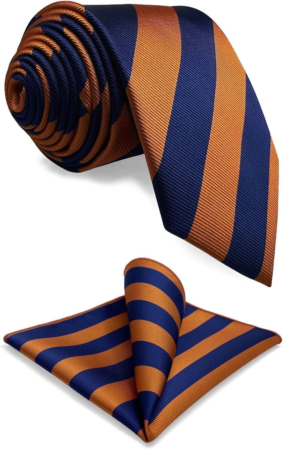 Necktie Set for Men Striped Tie Hanky Pack Green Yellow Blue Woven