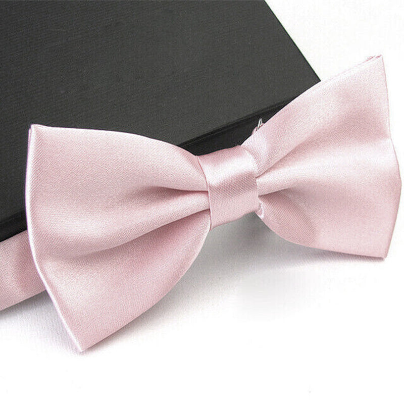 Mens Bowtie Pretied Adjustable Necktie Solid Color Formal Wedding Party Tuxedo