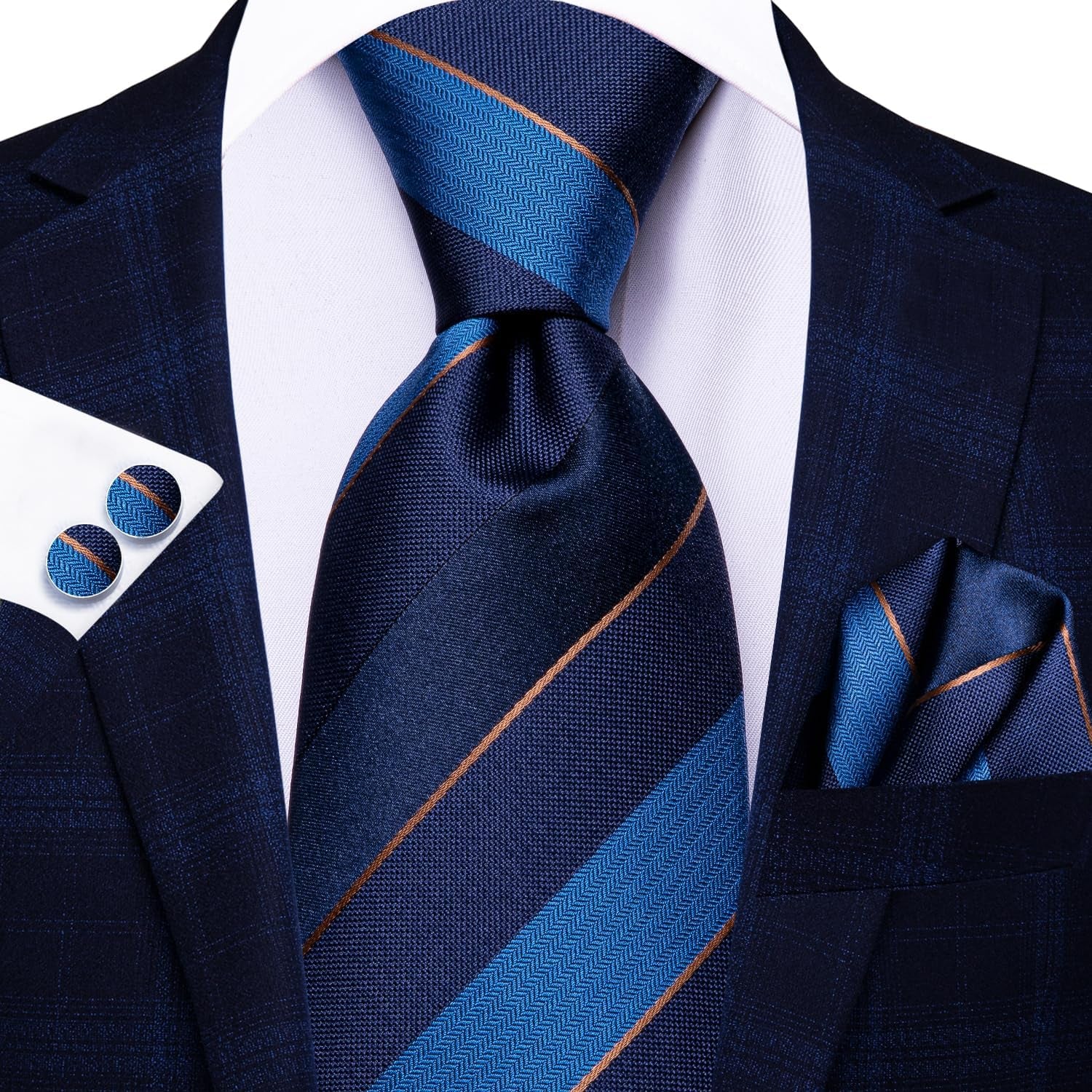 Lot 5 Pcs Gift Box Mens Tie Set Necktie with Pocket Square Cufflinks Silk Neck Tie Collection