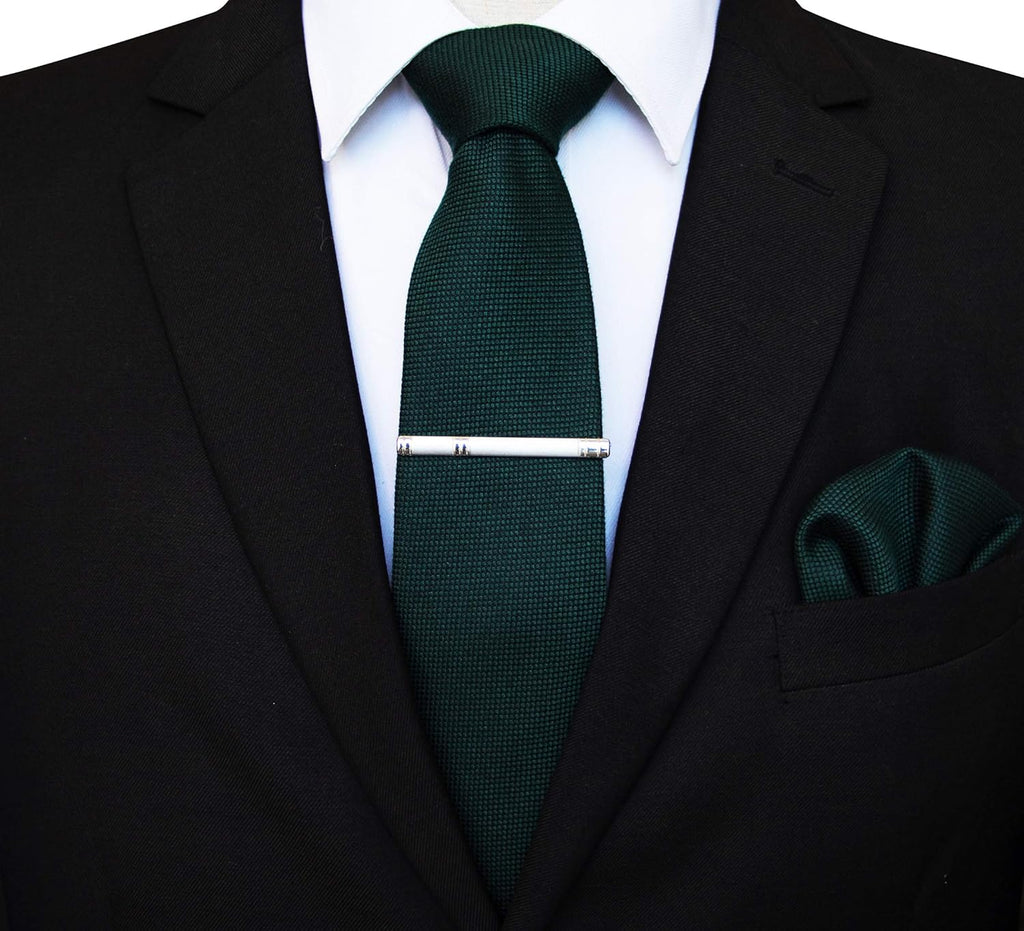 Solid Color Wool Tie and Pocket Square with Tie Clip Sets for Men