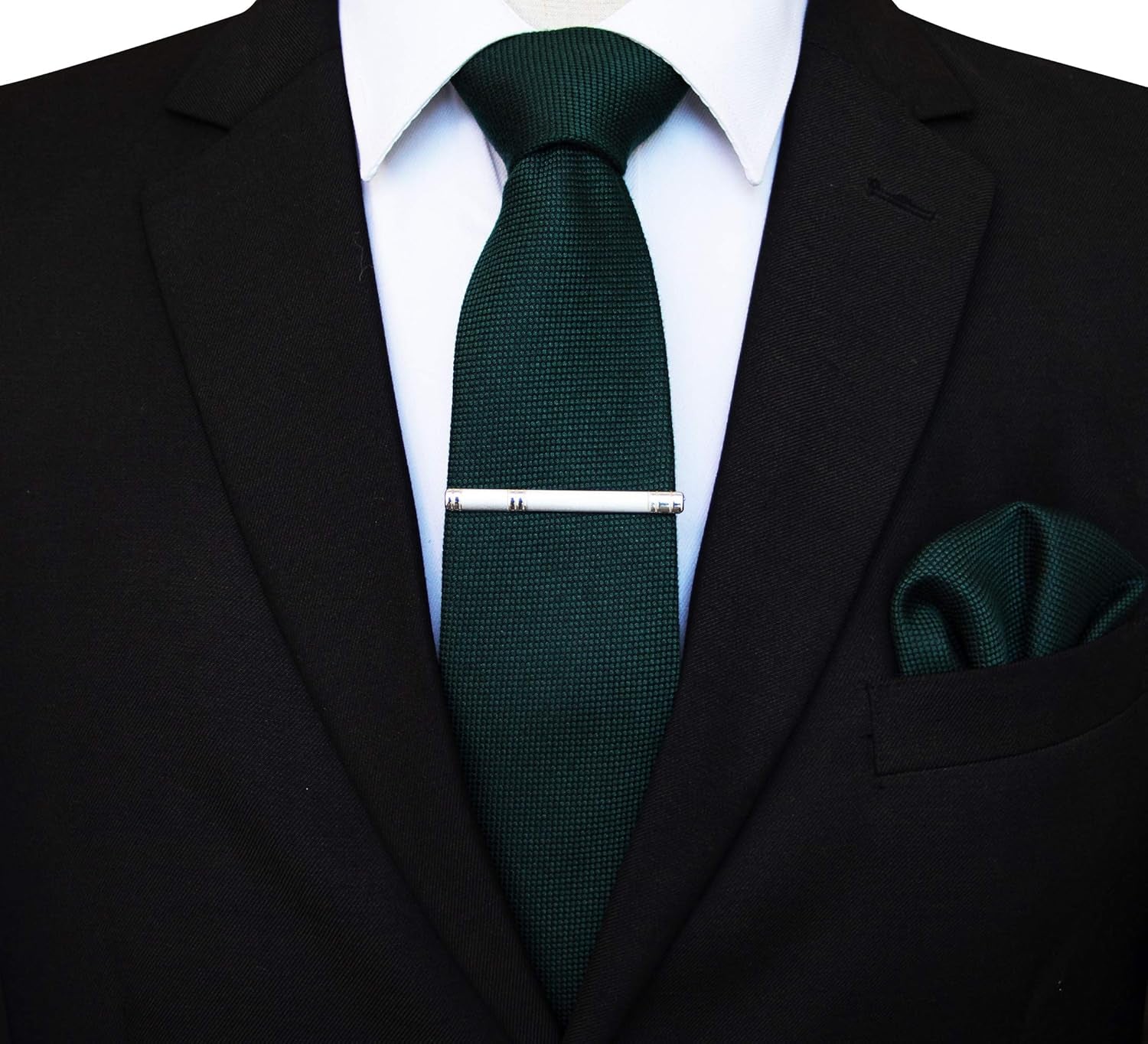 Solid Color Wool Tie and Pocket Square with Tie Clip Sets for Men