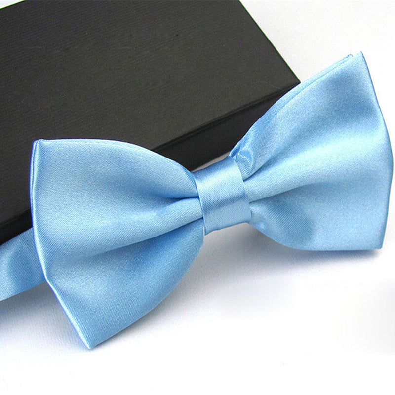 Mens Bowtie Pretied Adjustable Necktie Solid Color Formal Wedding Party Tuxedo