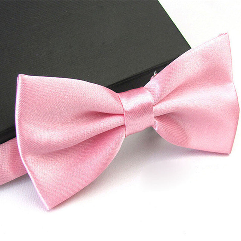 Mens Bowtie Pretied Adjustable Necktie Solid Color Formal Wedding Party Tuxedo