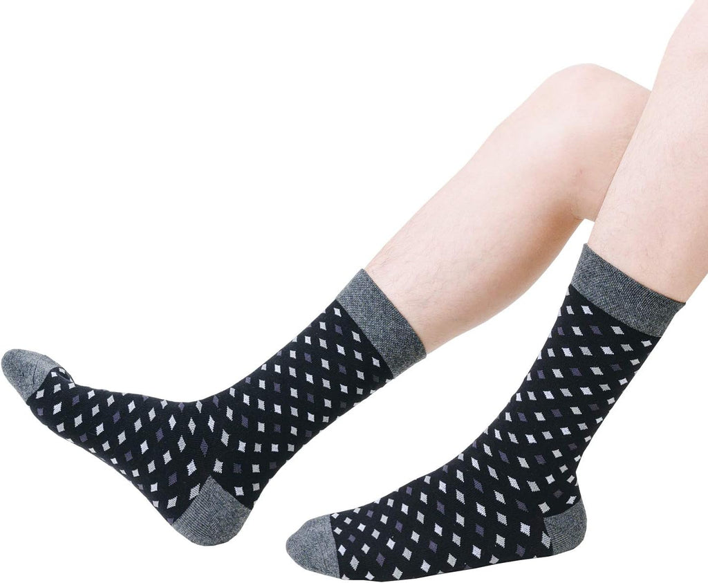 Mens Dress Socks Cotton Colorful Striped Patterned Socks for Men Women Solid Lightweight Breathable 6 Pack