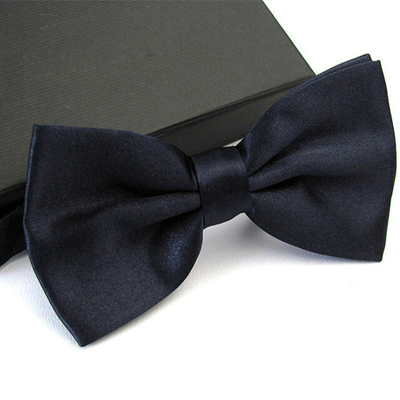 Mens Bowtie Pretied Adjustable Necktie Solid Color Formal Wedding Party Tuxedo