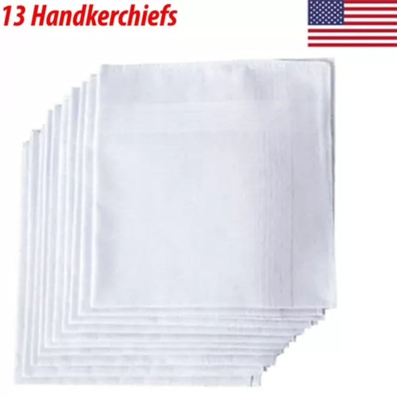 13X Handkerchiefs Cotton Classic Hankies Large Men Hankerchief Hanky Pocket Gift