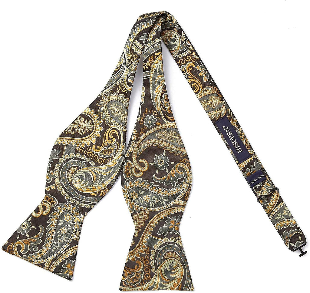 Suspenders for Men Paisley Floral Self Tied Bow Tie and Suspender Pocket Square Sets Adjustable Wedding Braces