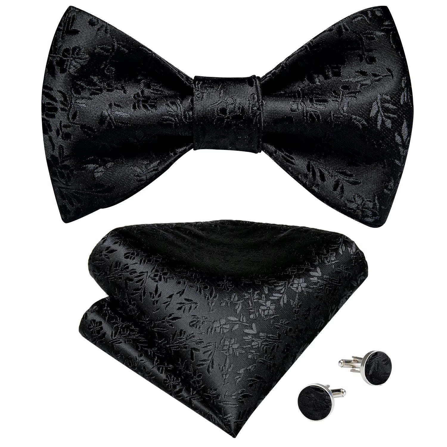 New Arrival Bow Ties for Men Silk Bowties Cufflinks Handkerchief Set for Party Wedding Suit Accessories Man Tie Golden Brooch