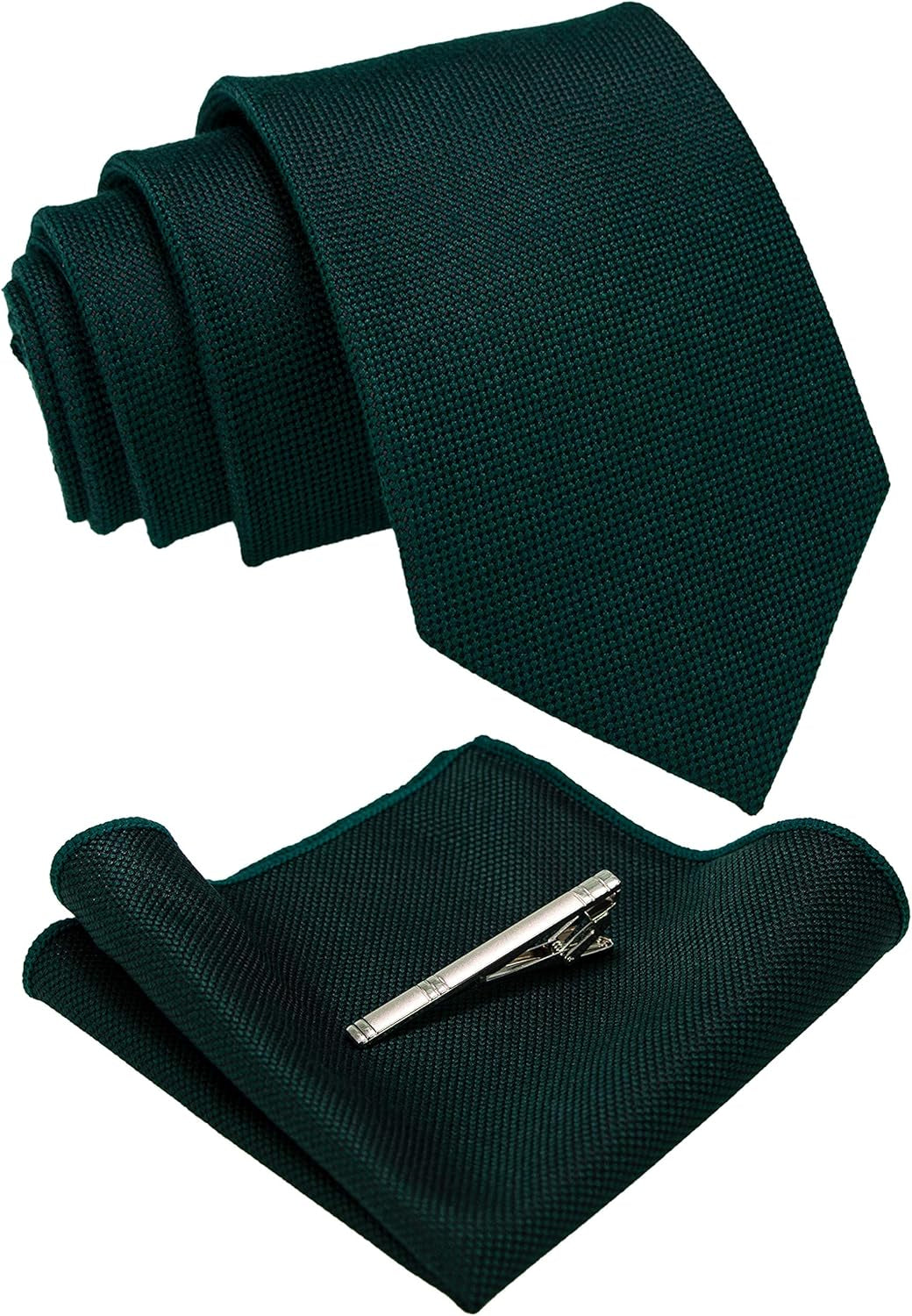 Solid Color Wool Tie and Pocket Square with Tie Clip Sets for Men