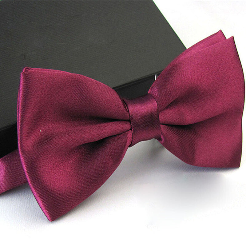 Mens Bowtie Pretied Adjustable Necktie Solid Color Formal Wedding Party Tuxedo