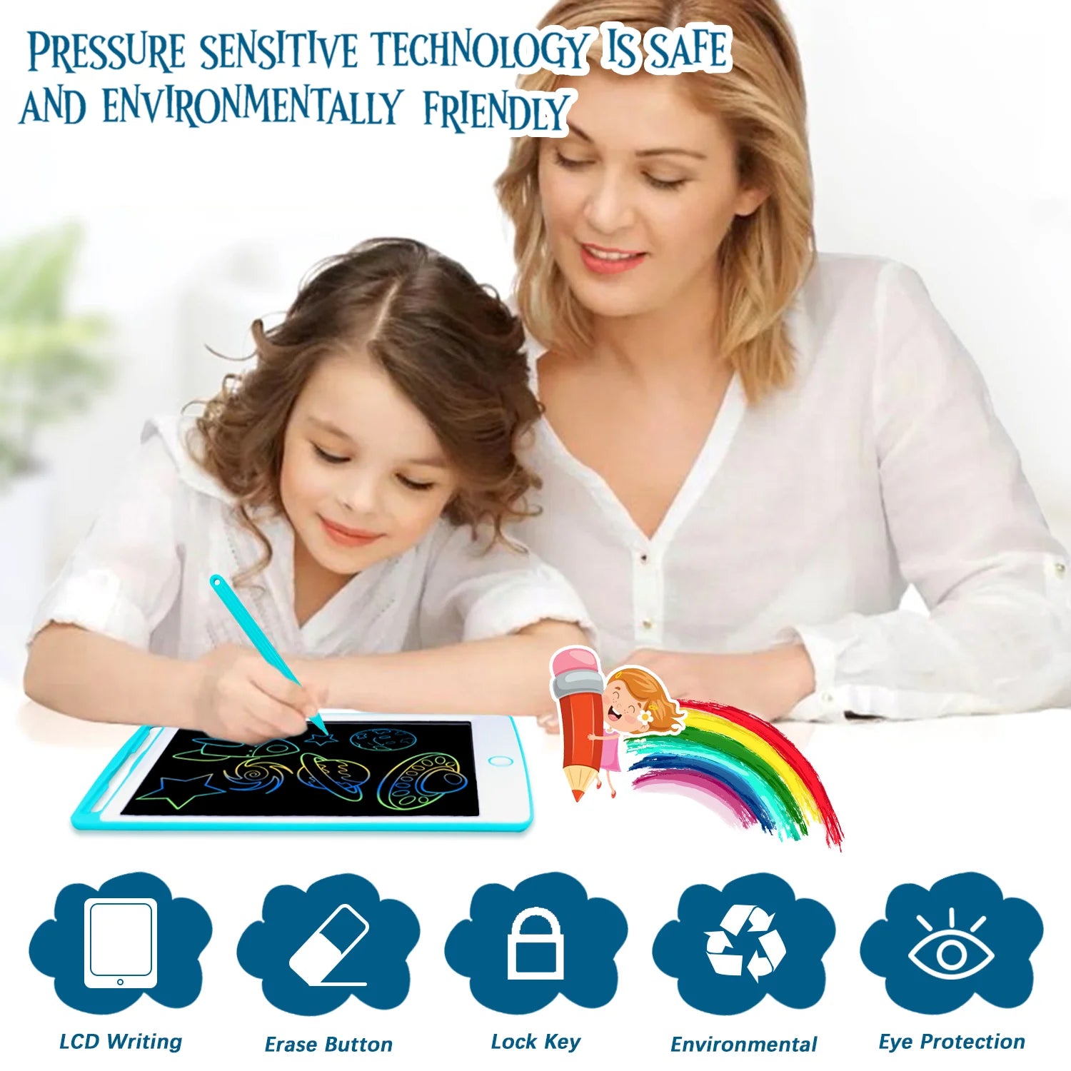 LCD Writing Tablet 10 Inch Drawing Pad, Electronic Graphics Tablet, Led Writing Tablet Toys for Toddler, Doodle Board Gifts for Kid Adult