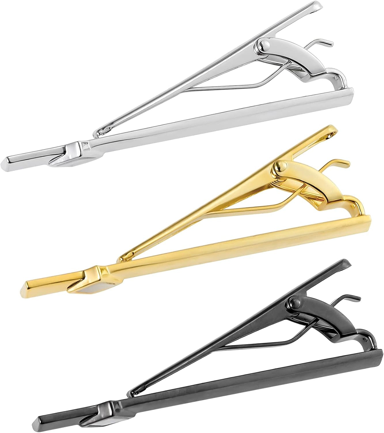 Tie Clips for Men,Classic Tie Clip Black Tie Bar Set Luxury Box Gift