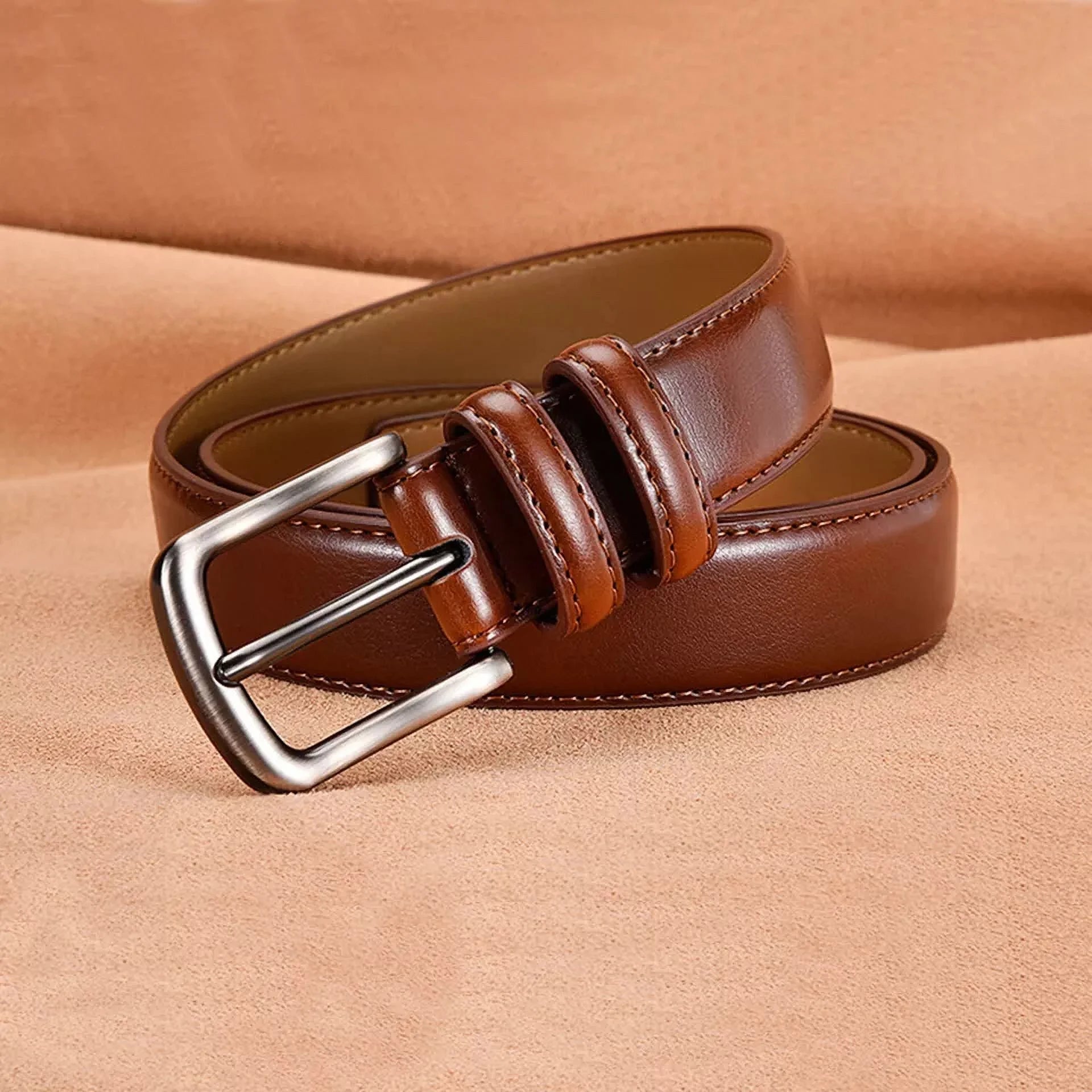 Mens Genuine Leather Belts Adjustable Casual Dress Belt for Jeans Size 36 38 40