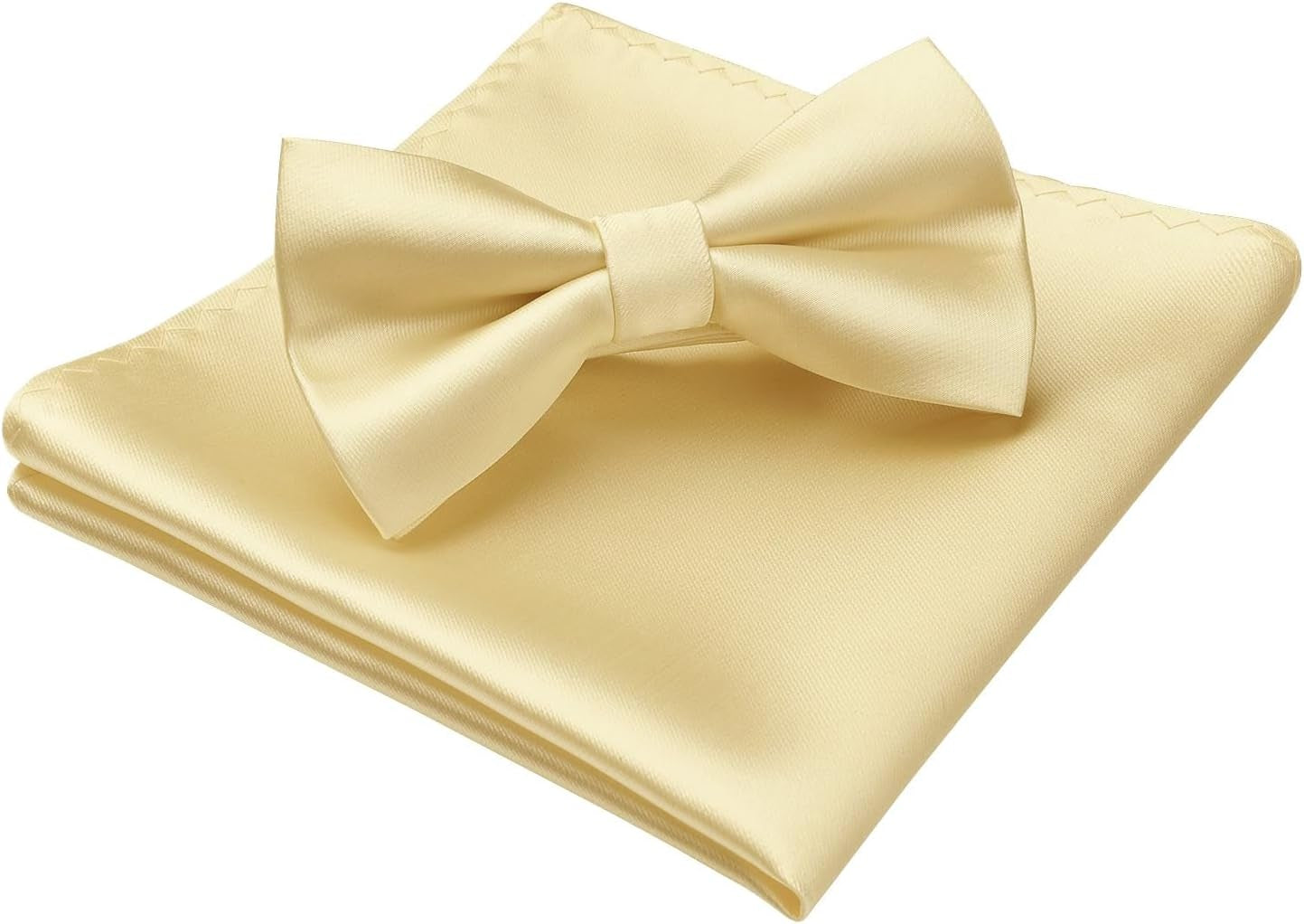 Bow Ties for Men Solid Color Pre-Tie Bow Tie and Pocket Square Set Classic Formal Tuxedo Bowties for Wedding Party