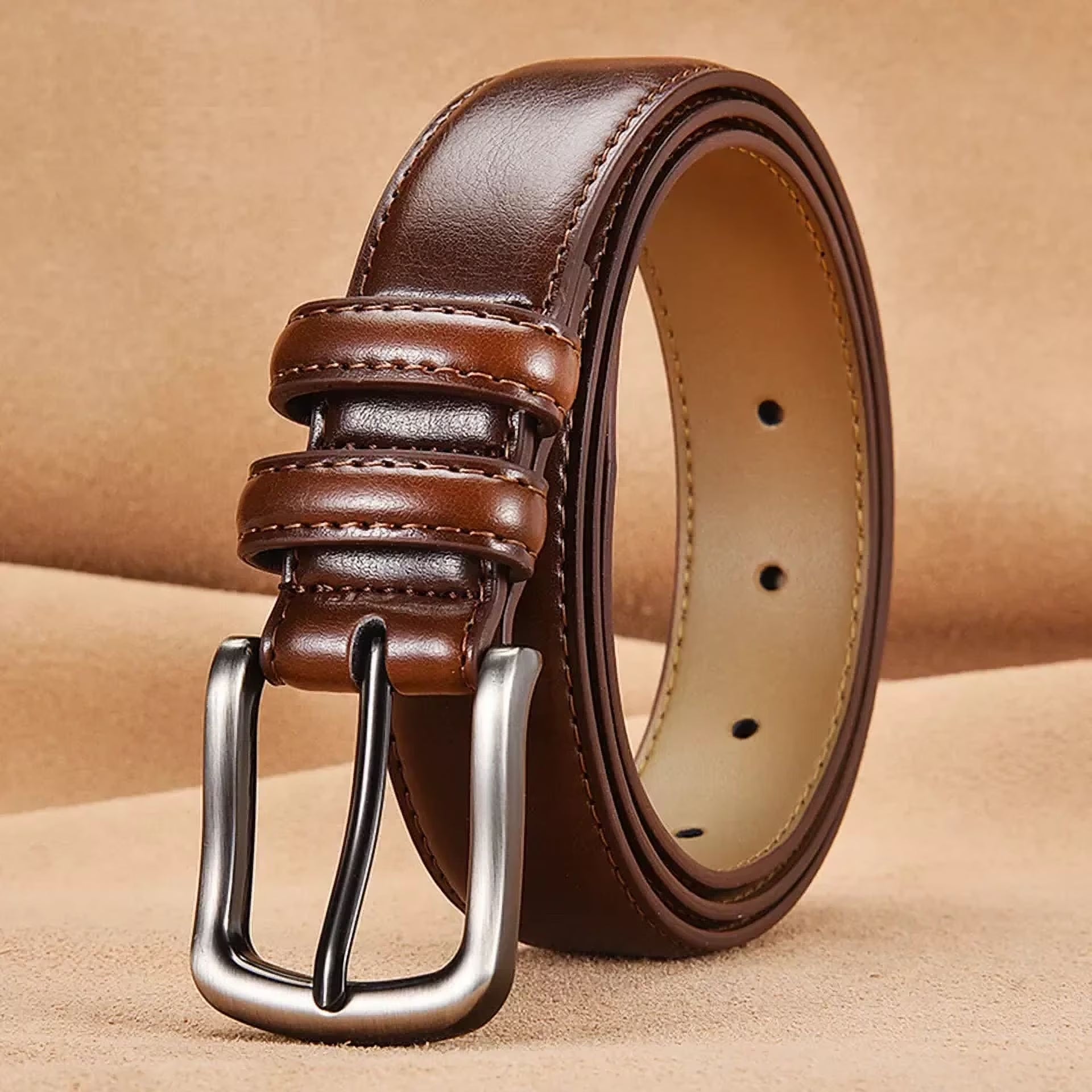 Mens Genuine Leather Belts Adjustable Casual Dress Belt for Jeans Size 36 38 40
