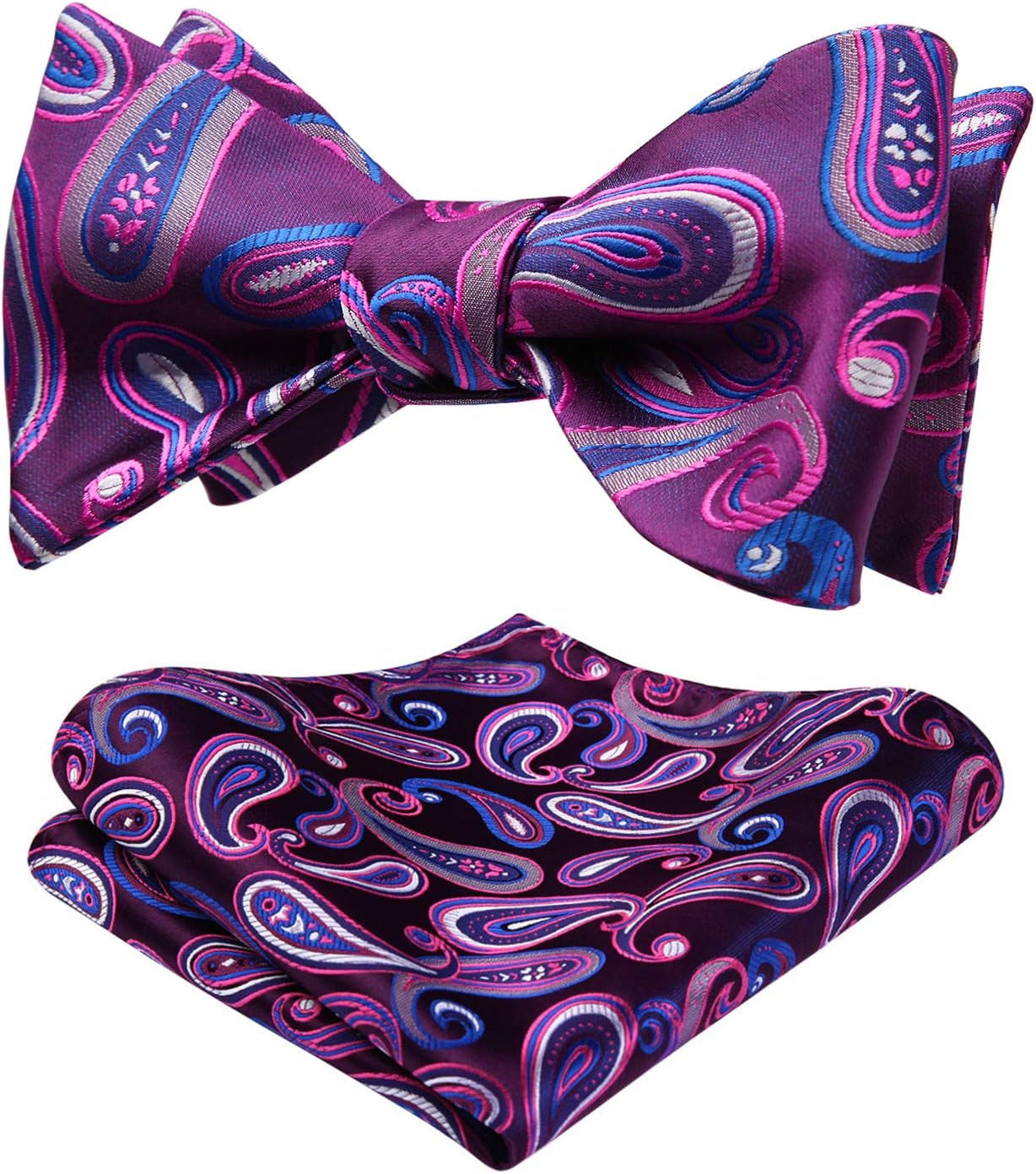 Bow Ties for Men Paisley Bowties Mens Self Tie Bow Tie and Pocket Square Set Formal Tuxedo Wedding Bowtie