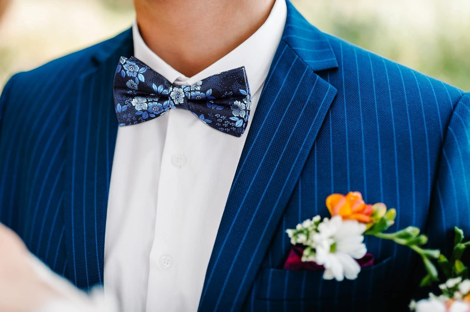 Suspenders for Men Paisley Floral Self Tied Bow Tie and Suspender Pocket Square Sets Adjustable Wedding Braces