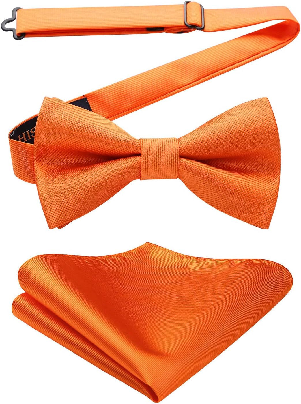 Mens Bow Ties Solid Color Pre Tied Bowtie and Pocket Square Set Classic Formal Tuxedo Bowties for Wedding Party