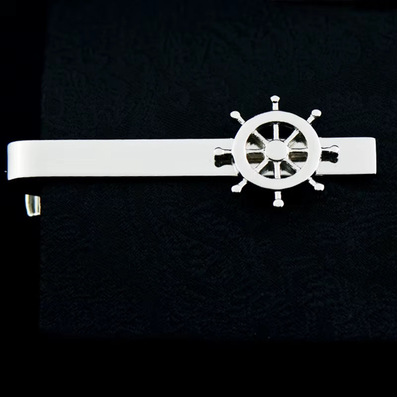 New High Quality Laser Engraving Tie Clip Black Men'S Business Tie Pin Free Delivery Rudder Feathers