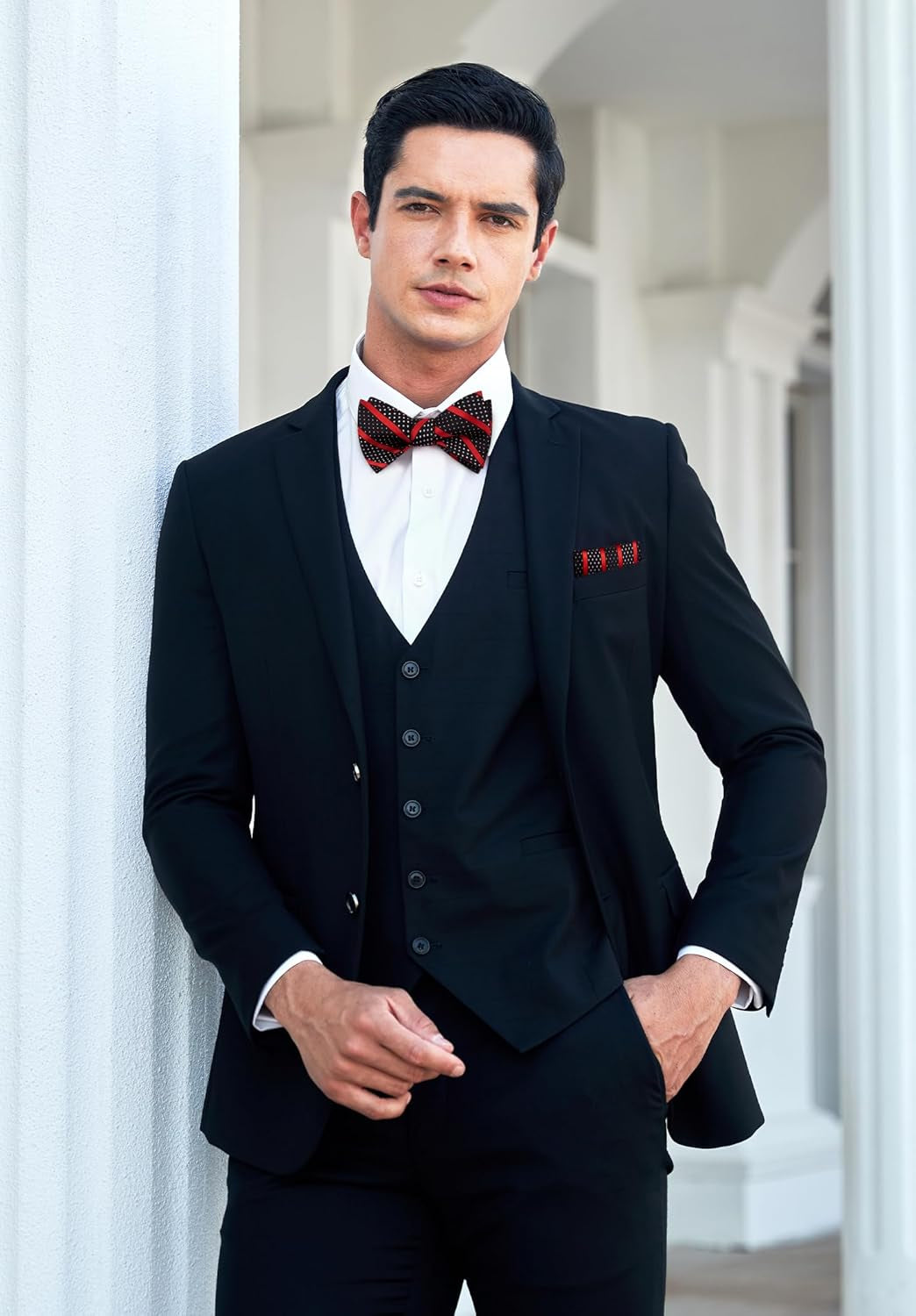 Bow Ties for Men Striped Bowties Men'S Self Tie Bowtie Handkerchief Formal Tuxedo Wedding Bowties and Pocket Square
