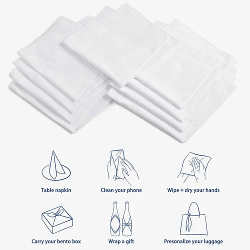 13X Handkerchiefs Cotton Classic Hankies Large Men Hankerchief Hanky Pocket Gift