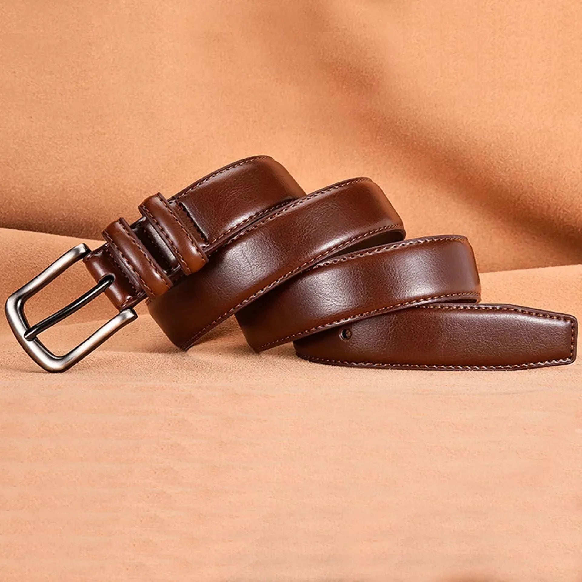 Mens Genuine Leather Belts Adjustable Casual Dress Belt for Jeans Size 36 38 40