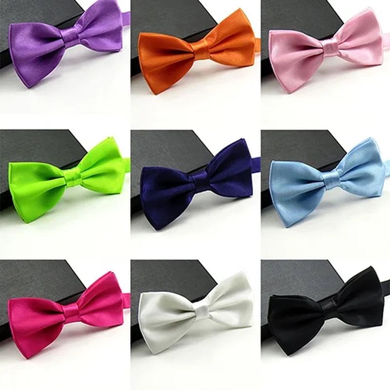 Men Solid Color Bowtie Necktie Tuxedo Wedding Party Adjustable
