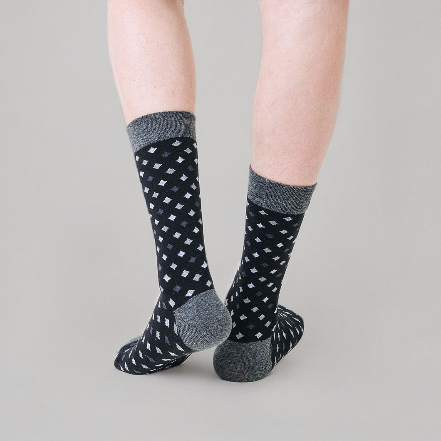 Mens Dress Socks Cotton Colorful Striped Patterned Socks for Men Women Solid Lightweight Breathable 6 Pack