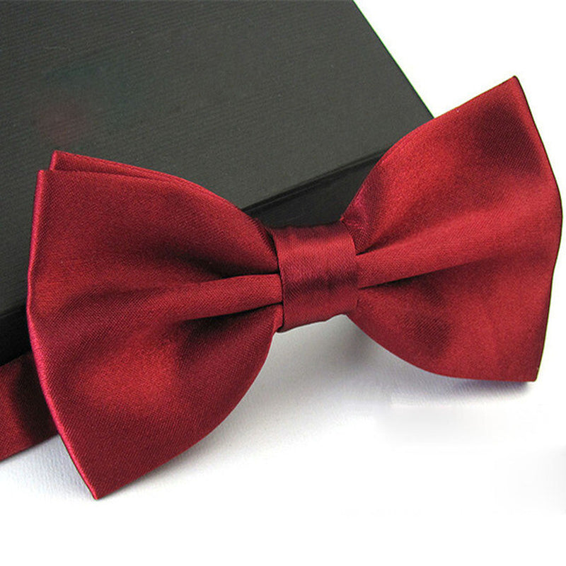 Mens Bowtie Pretied Adjustable Necktie Solid Color Formal Wedding Party Tuxedo