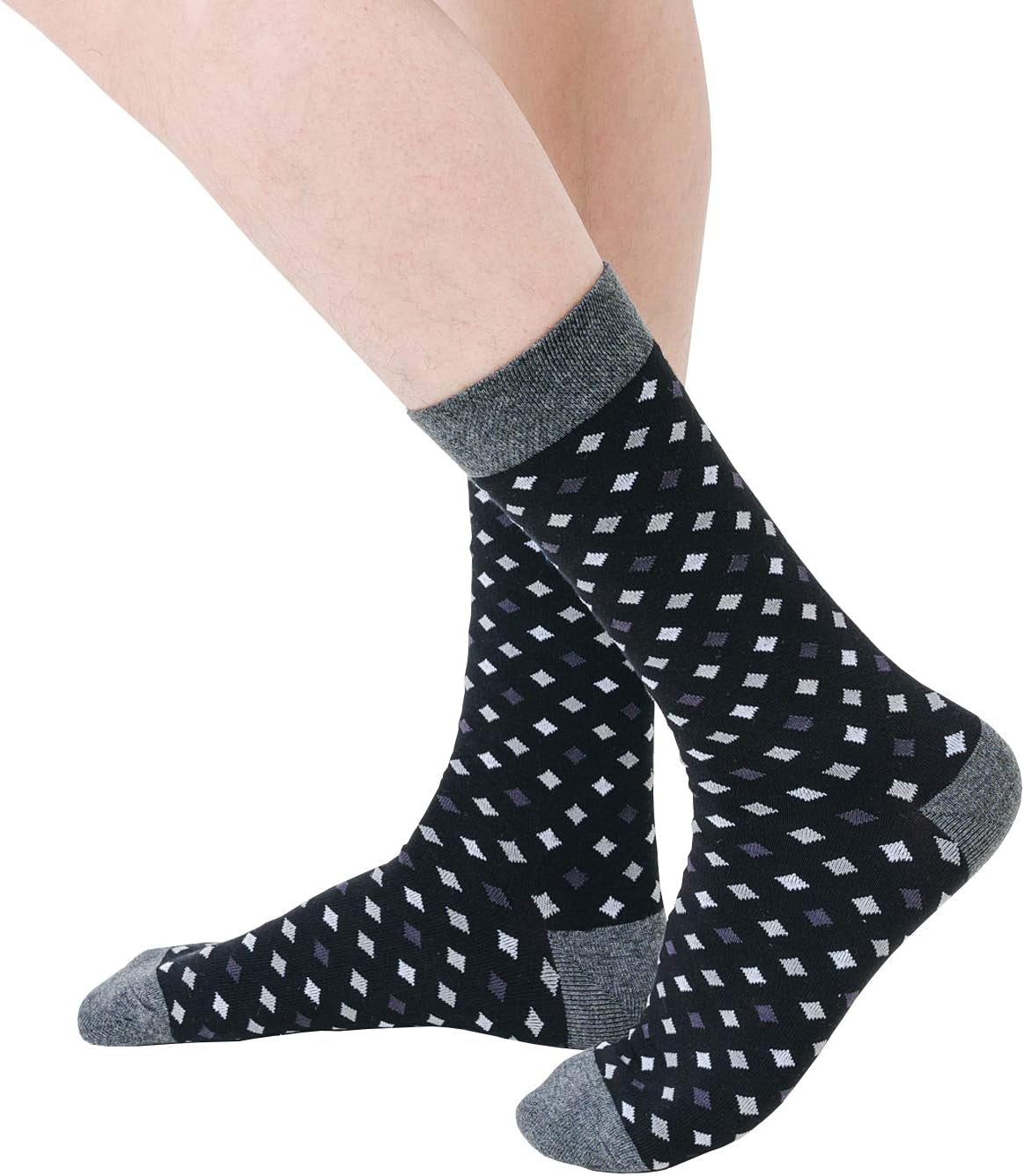 Mens Dress Socks Cotton Colorful Striped Patterned Socks for Men Women Solid Lightweight Breathable 6 Pack
