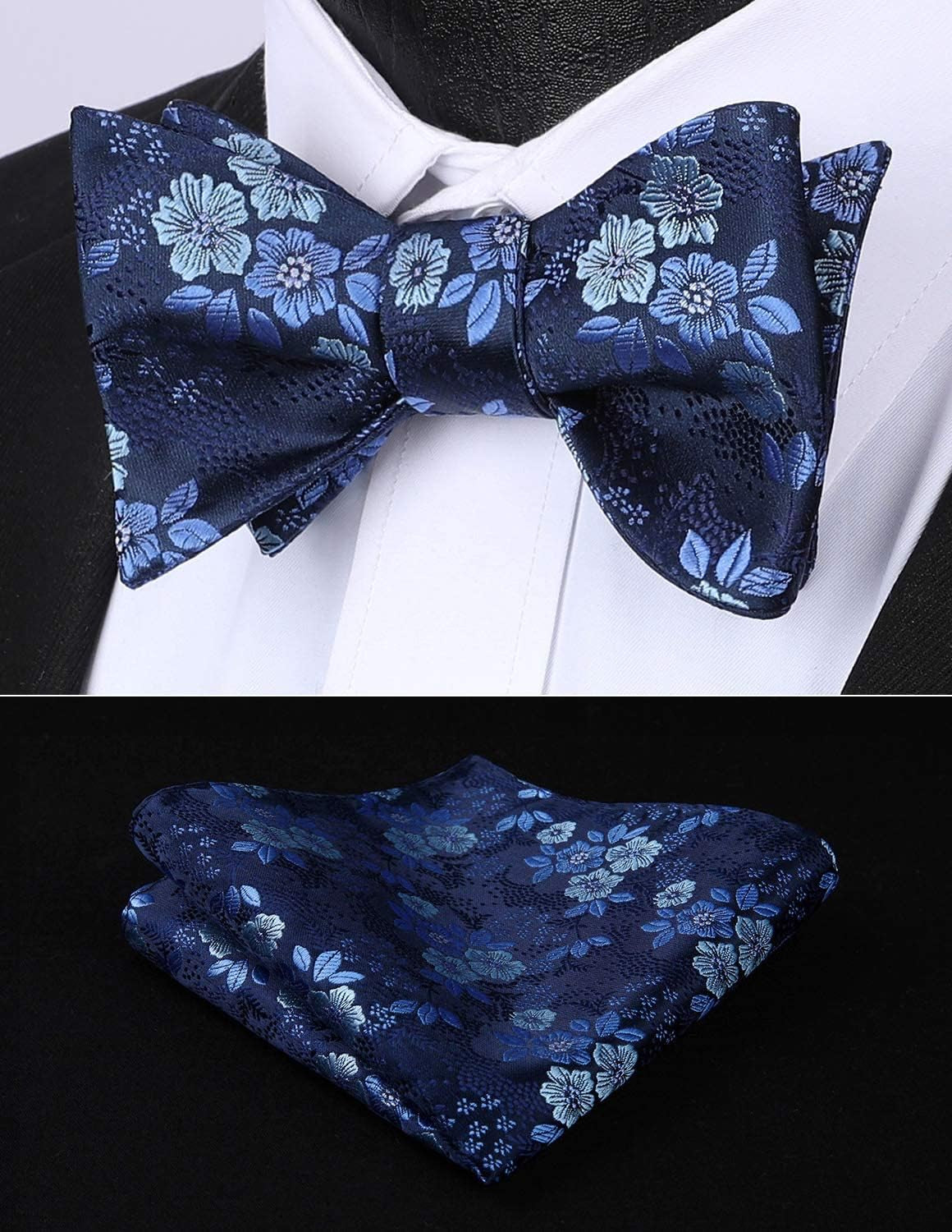 Suspenders for Men Paisley Floral Self Tied Bow Tie and Suspender Pocket Square Sets Adjustable Wedding Braces
