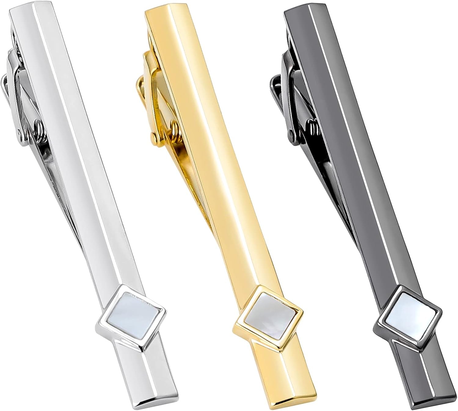 Tie Clips for Men,Classic Tie Clip Black Tie Bar Set Luxury Box Gift