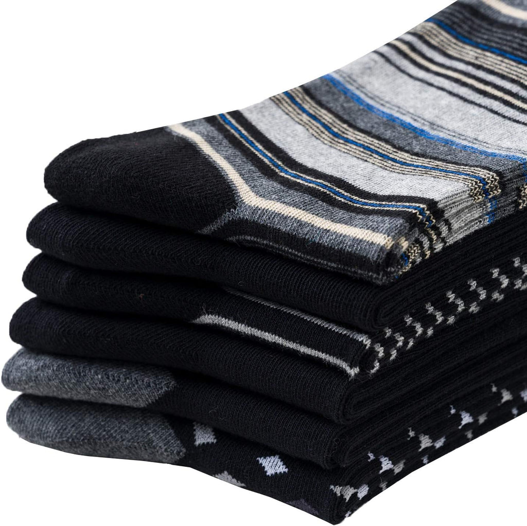 Mens Dress Socks Cotton Colorful Striped Patterned Socks for Men Women Solid Lightweight Breathable 6 Pack