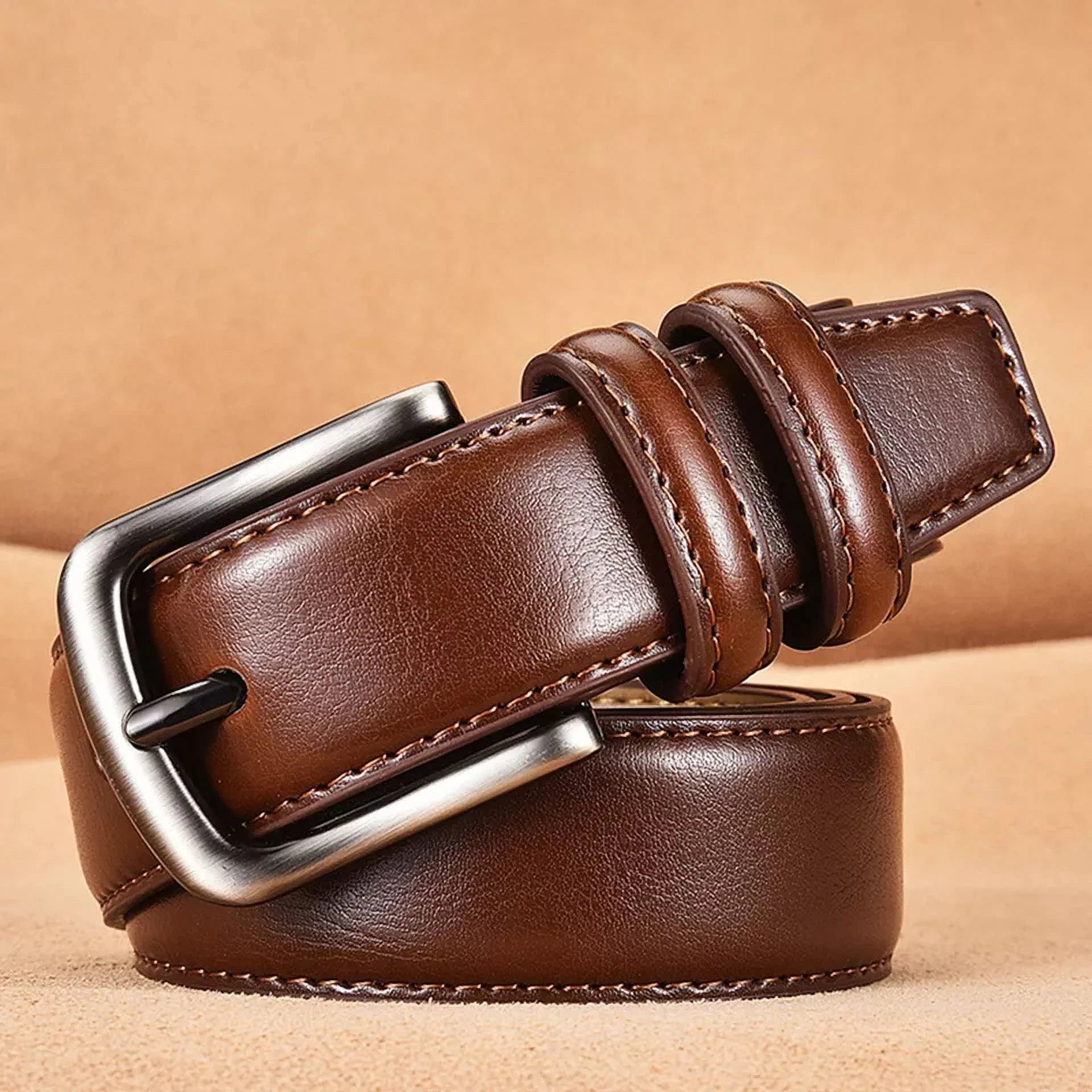 Mens Genuine Leather Belts Adjustable Casual Dress Belt for Jeans Size 36 38 40