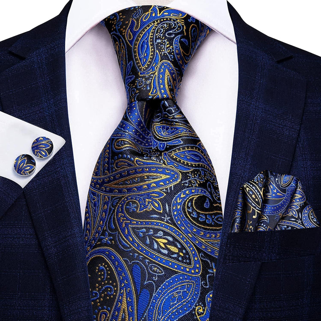 Lot 5 Pcs Gift Box Mens Tie Set Necktie with Pocket Square Cufflinks Silk Neck Tie Collection