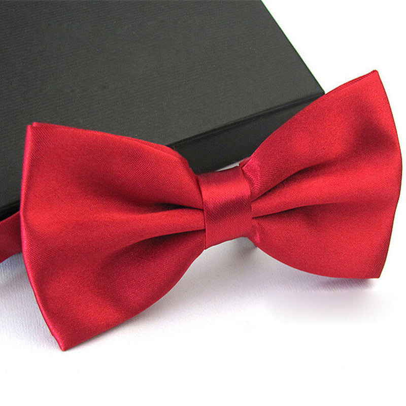 Mens Bowtie Pretied Adjustable Necktie Solid Color Formal Wedding Party Tuxedo