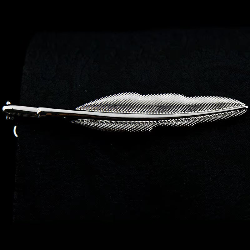 New High Quality Laser Engraving Tie Clip Black Men'S Business Tie Pin Free Delivery Rudder Feathers