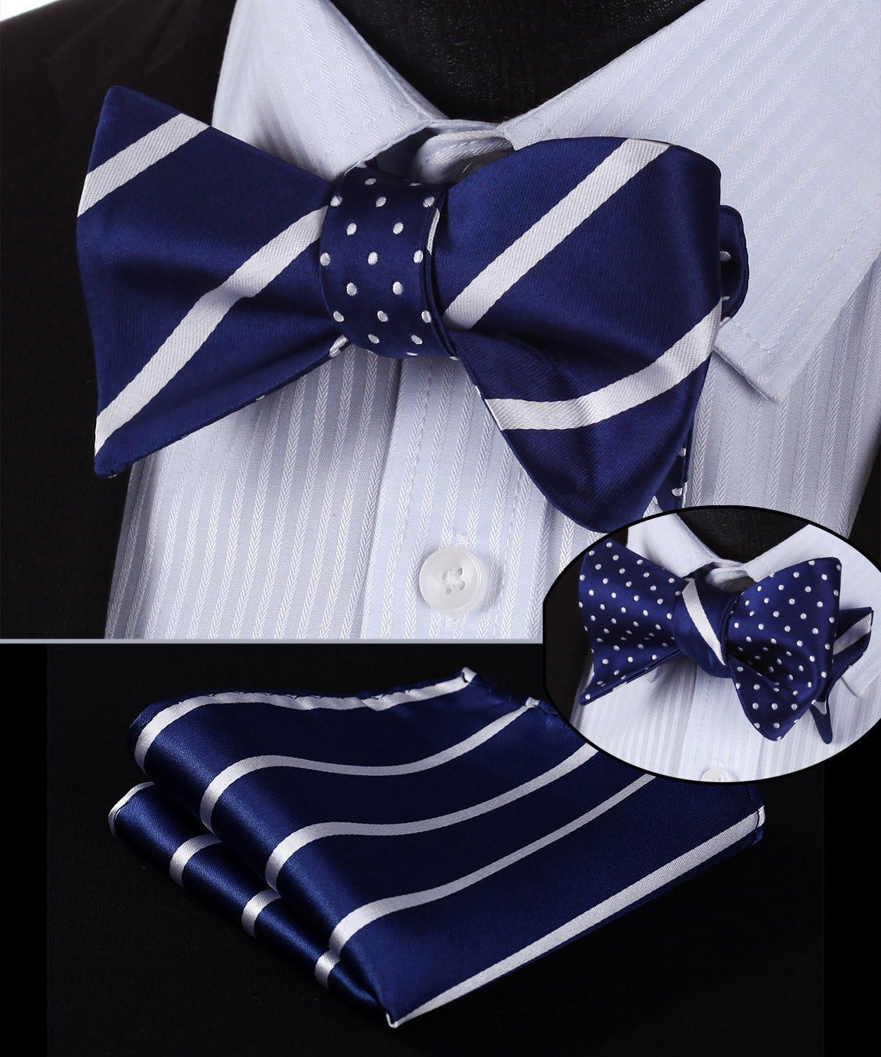 Bow Ties for Men Self-Tie Plaid Checked Bowties and Pocket Square Set Stripe Formal Tuxedo Bowtie Wedding Party