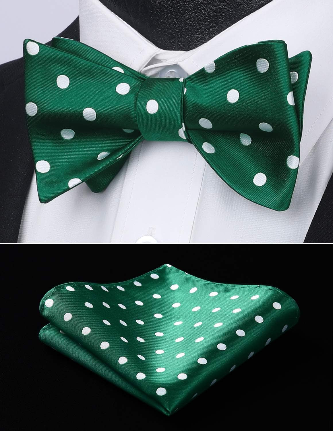 Bow Ties for Men Polka Dot Selftie Bowtie and Pocket Square Classic Business Tuxedo Wedding Bowties Handkerchief