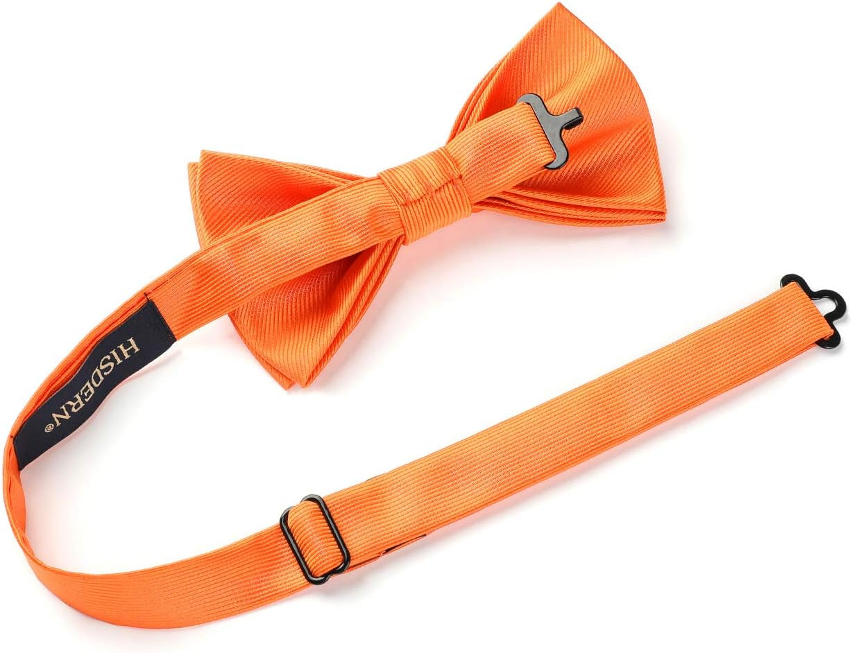 Mens Bow Ties Solid Color Pre Tied Bowtie and Pocket Square Set Classic Formal Tuxedo Bowties for Wedding Party