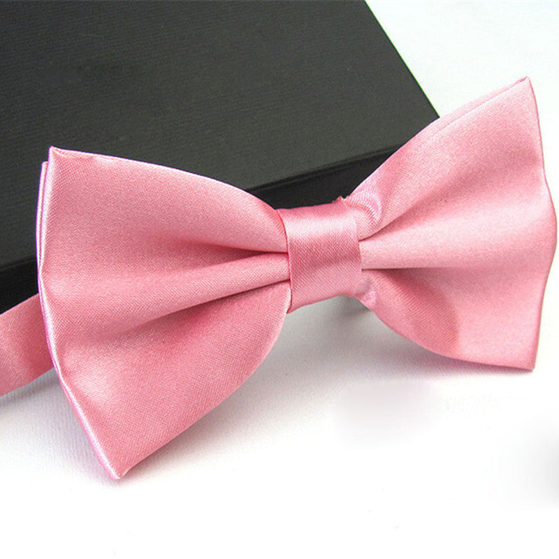 Mens Bowtie Pretied Adjustable Necktie Solid Color Formal Wedding Party Tuxedo