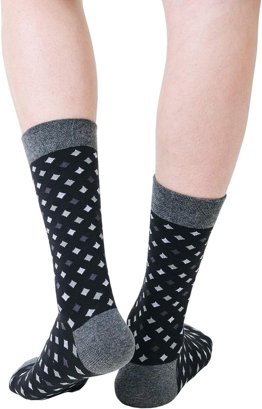 Mens Dress Socks Cotton Colorful Striped Patterned Socks for Men Women Solid Lightweight Breathable 6 Pack